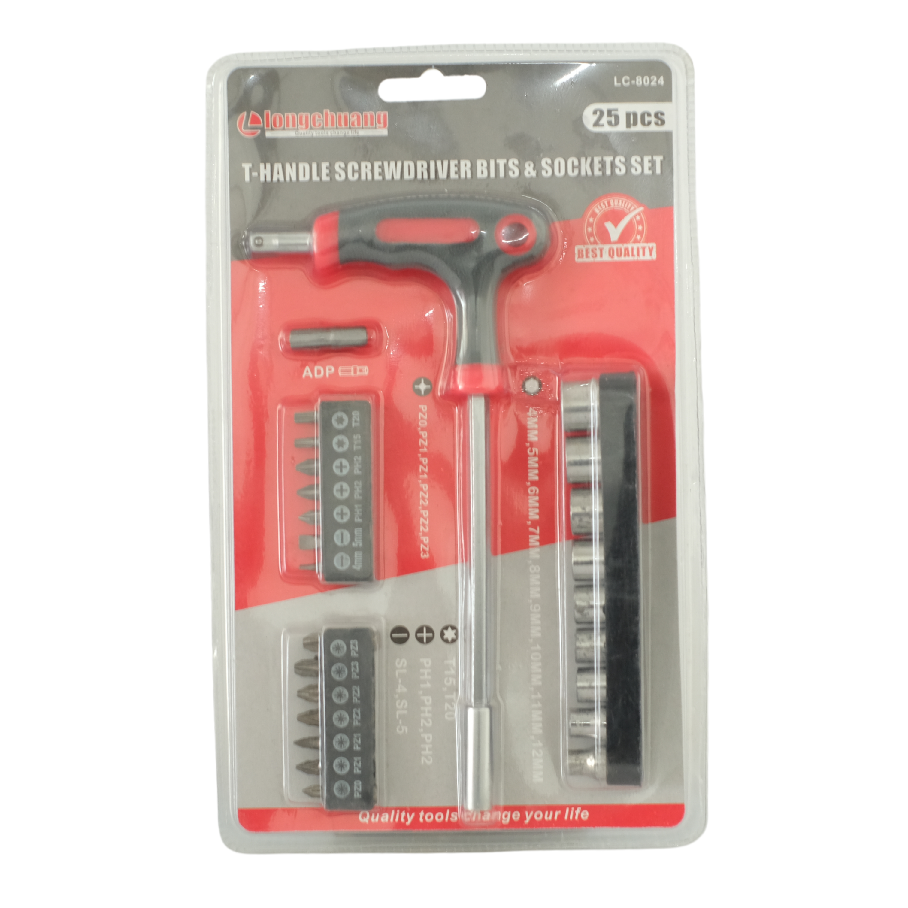 T HANDLE SCREW DRIVER BITS& SOCKETS SET 25 PCS